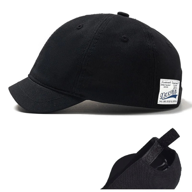 Men's Short Brim Baseball Cap Casual Solid Corduroy Soft Top Cap