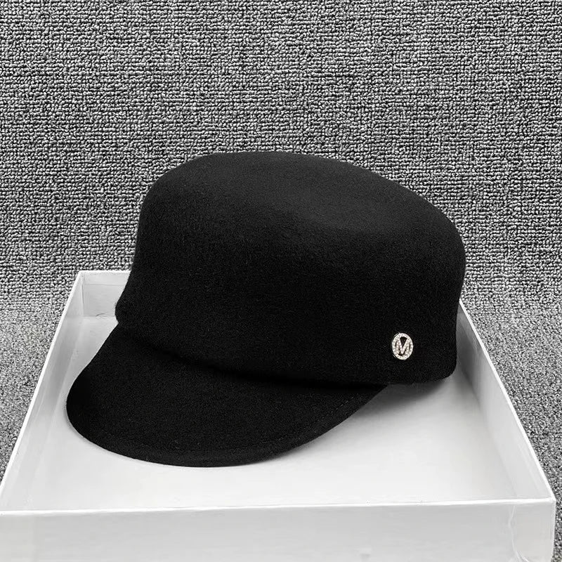 Winter Wool Felt Japan M Letter Street Visors Cap