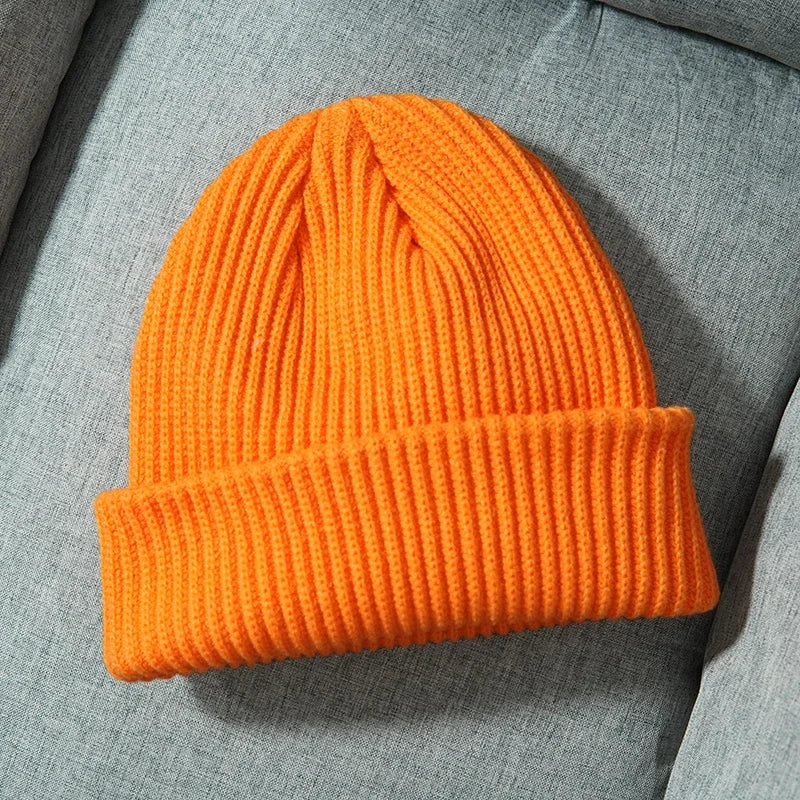 Unisex Solid Color Warm Knitted Beanies For Women Men Winter Autumn
