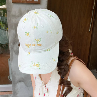 New Pastoral Style Floral Duckbill Cap Girls