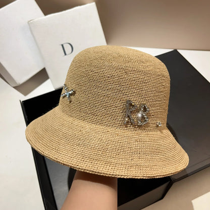 Raffia Straw Bucket Hat Women Summer Bikini Beach Hat Female Korean
