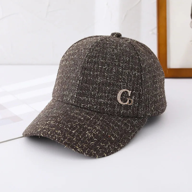 Metal M Patch Baseball Cap Black Elegant Man Hat