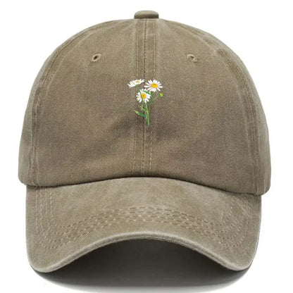 Embroidery Flowers Baseball Cap Washed Cotton Vintage Dad Hat