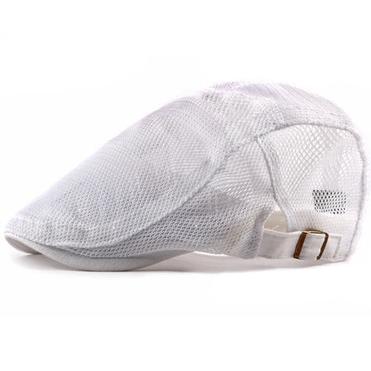 Men Women Breathable Mesh Trucker Cap Solid Plain Ivy Flat Cap Male Female Berets