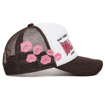 Baseball Hat Walm Vany Side Lipprint Embroidered Street