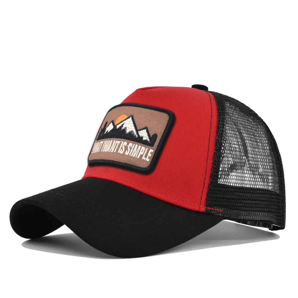 Letter Mesh Breathable Hat Women Men Embroidery Blocking Baseball Cap