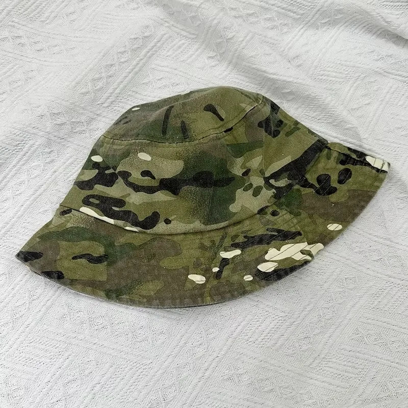 Washed Cotton Camouflage Bucket Hat