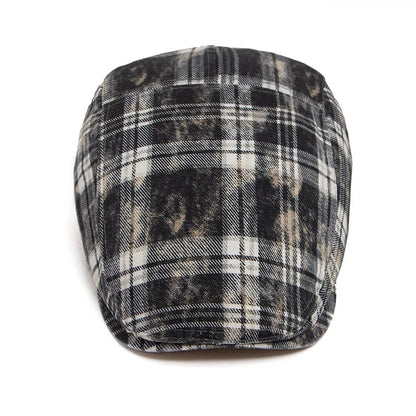Y2k Plaid Beret Summer Women Hat Vintage Caps For Men