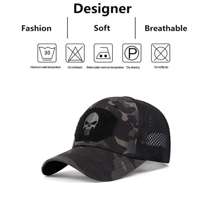 NEW Skull Embroidered Top With Patch Breathable Baseball Caps Adjustable Casual Hat Sunscreen Hat