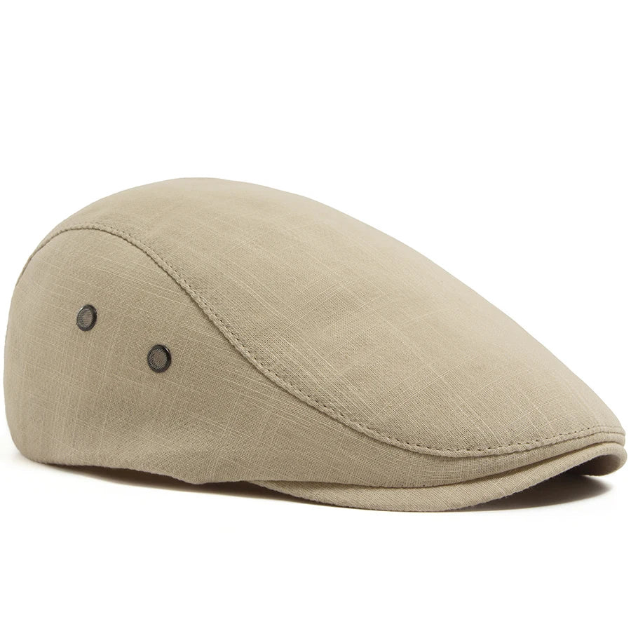 Men Linen Flat Cap Summer Breathable Newsboy Ivy Gatsby Beret Hat