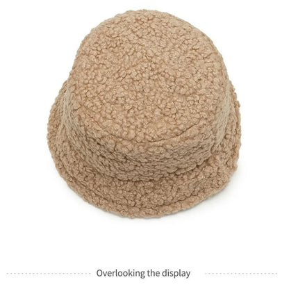 Winter Lamb Wool Soft Warm Bucket Hat Sun Cap Panama Hat Fisherman Cap