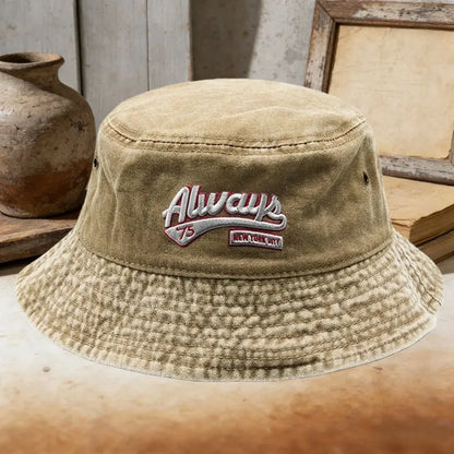 Unisex Casual Always 73 Embroidered Washed Bucket Hat