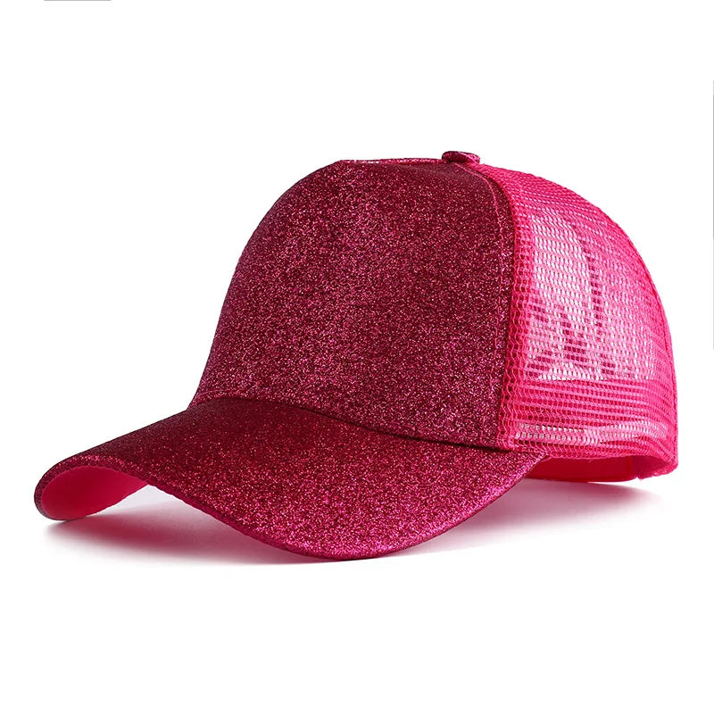 Summer Glitter High Ponytail Baseball Cap Female