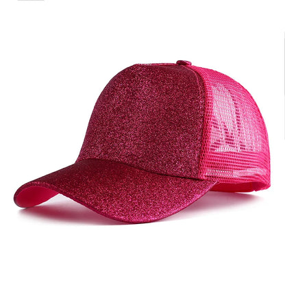 Summer Glitter High Ponytail Baseball Cap Female