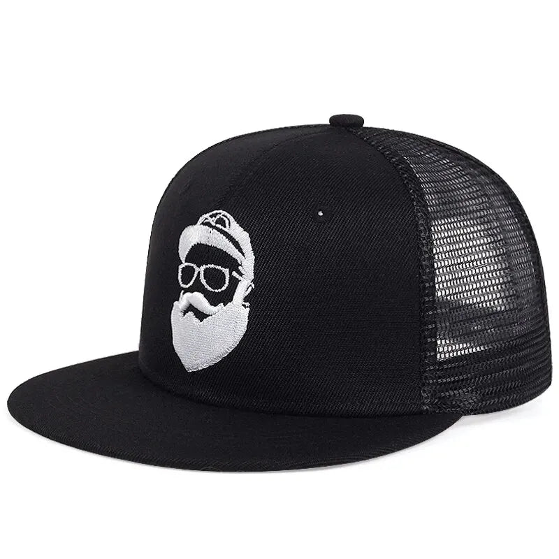 Unisex Uncle Beard Embroidery Hip Hop Net Hats Outdoor Adjustable Casual Baseball Caps Sunscreen Hat