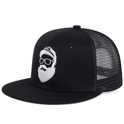 Unisex Uncle Beard Embroidery Hip Hop Net Hats Outdoor Adjustable Casual Baseball Caps Sunscreen Hat