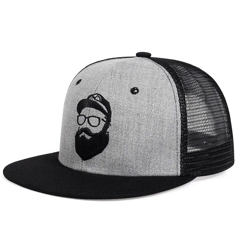 Unisex Old Man Embroidery Hip-hop Net Hats Spring And Summer