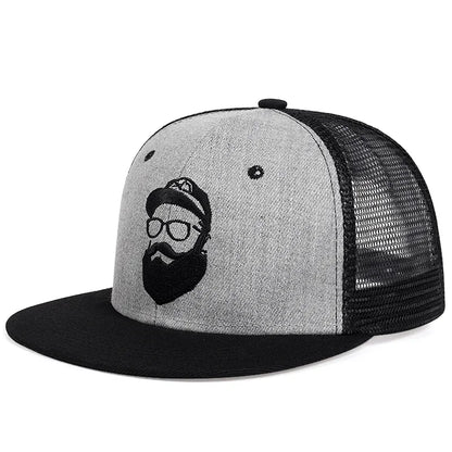Unisex Old Man Embroidery Hip-hop Net Hats Spring And Summer