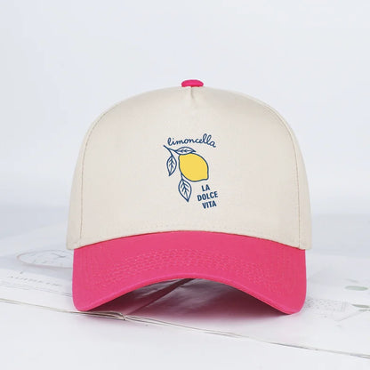 "Limoncello La Dolce Vita" Lemon Print Baseball Cap