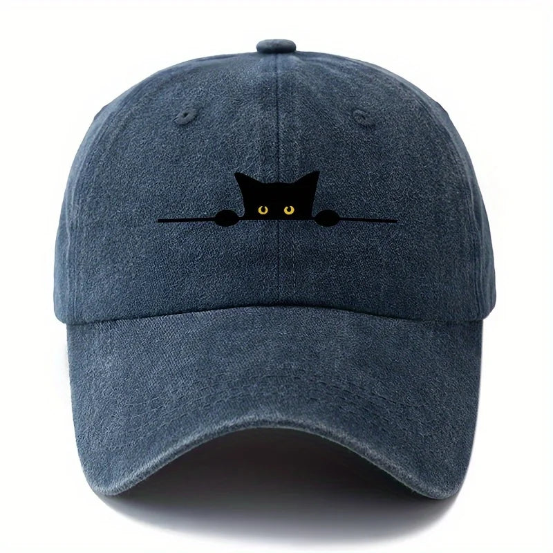 Retro Cartoon Cat Printed Baseball Cap for Men and Women Outdoor Activities