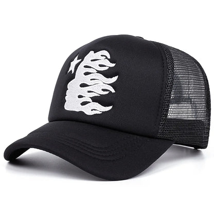 American Style Hip Hop Mesh Sunshade Breathable Baseball Hats Fashion Head Embroidered Duckbill Cap