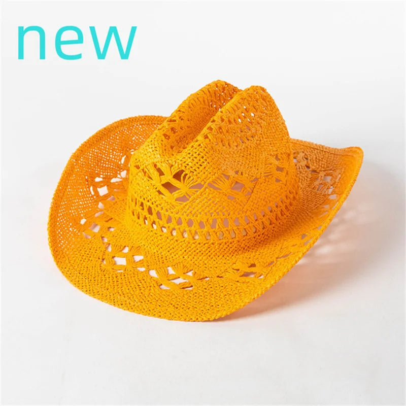 Summer Straw Cowboy Hat Hollow Woven Straw Hat
