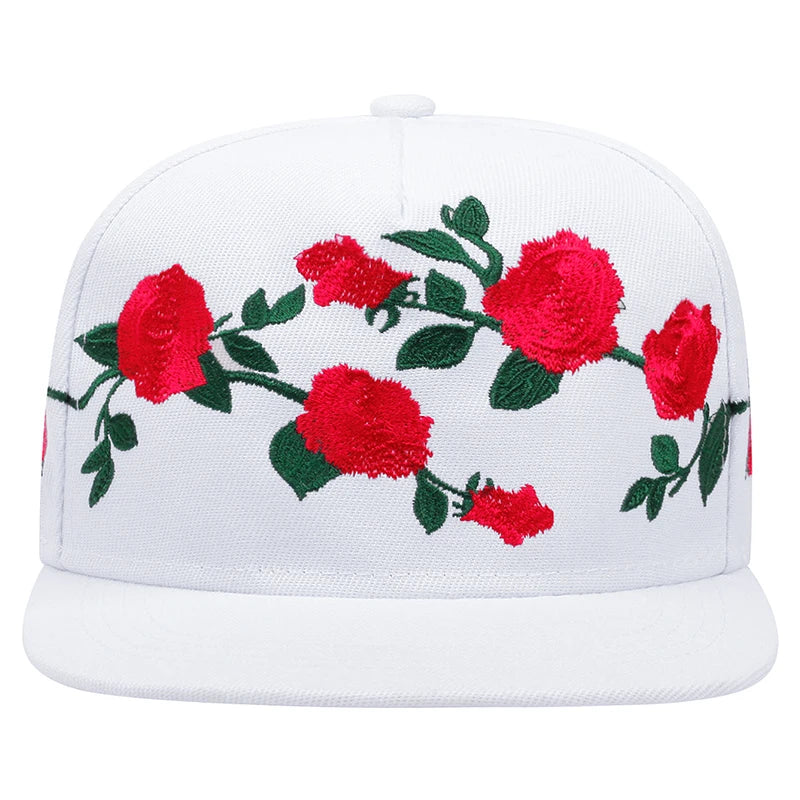 Fashion Fastball Rose Embroidery Hip Hop Baseball Cap Snapback Hat Adult