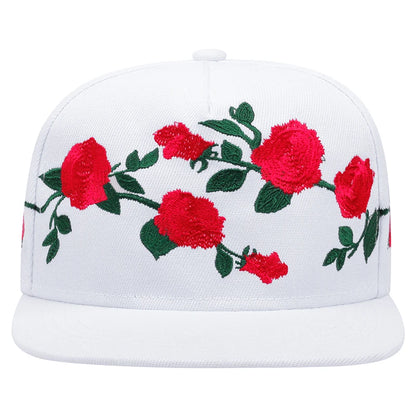 Fashion Fastball Rose Embroidery Hip Hop Baseball Cap Snapback Hat Adult