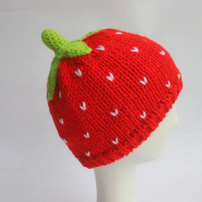 Warm Knitted Fruit Shaped Hat Apple/ Strawberry/ Pineapple/ Grape 4 Colors Optional