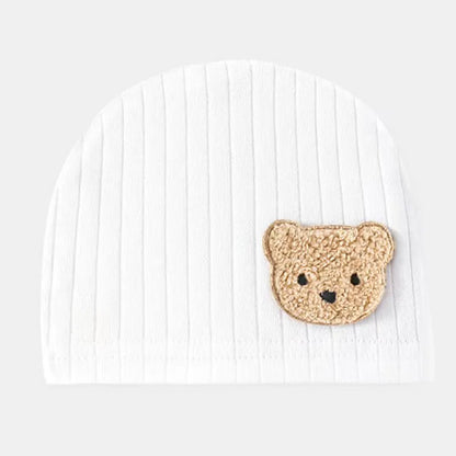 Soft Infant Beanies Caps Baby Hat Cartoon Bear Boneless Muslin Hat Newborn 0-3M