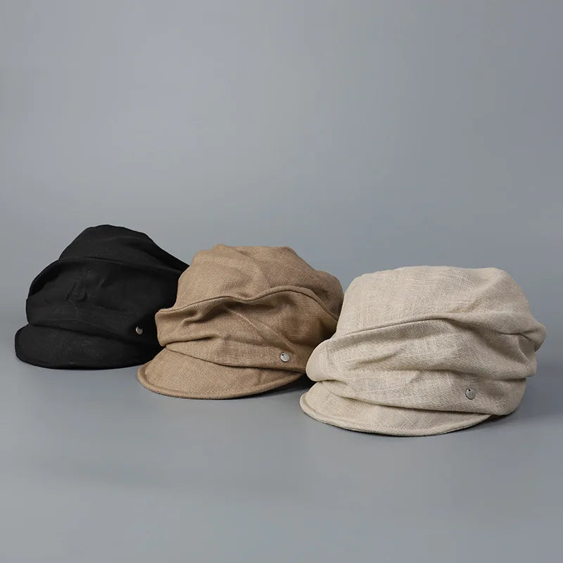 Spring Summer Washed Denim Newsboy Cap