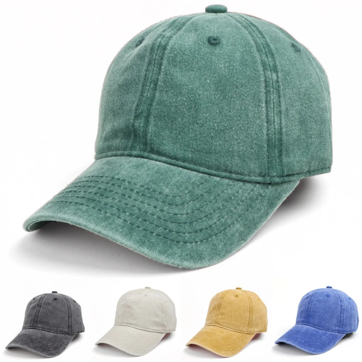 Vintage Wash Cotton Baseball Cap Unisex Plain Soft Crown Sun Visor Dad Hat