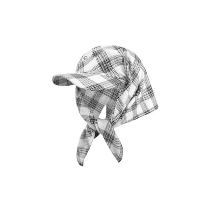 Vintage Plaid Strap Headscarf Hat Sunscreen Baseball Cap