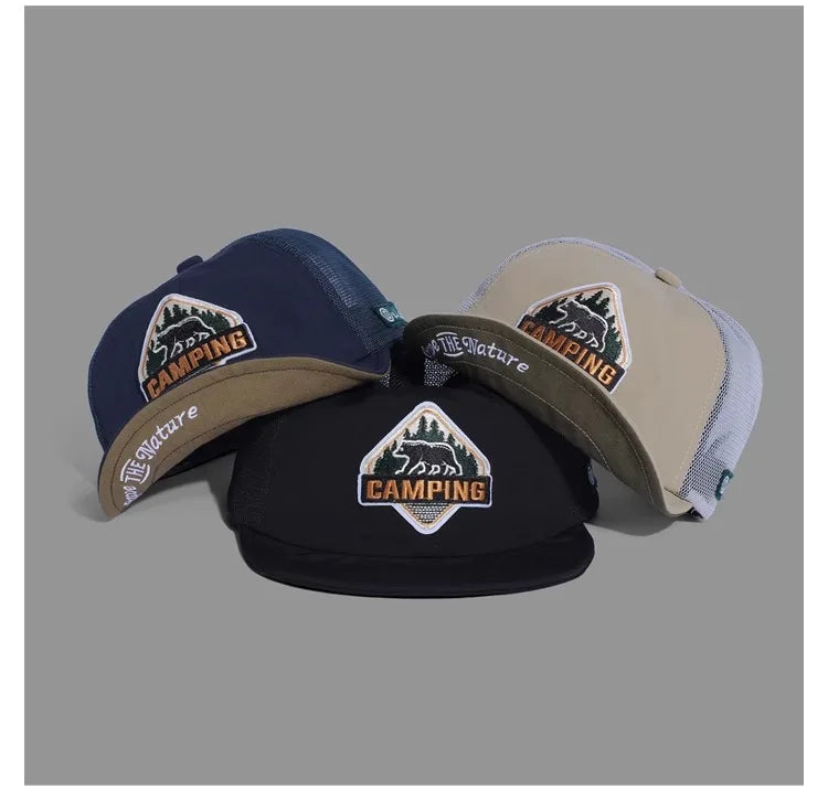 Big Size Short Visor Baseball Cap Breathable Dad Mesh 5 Panel Caps Men