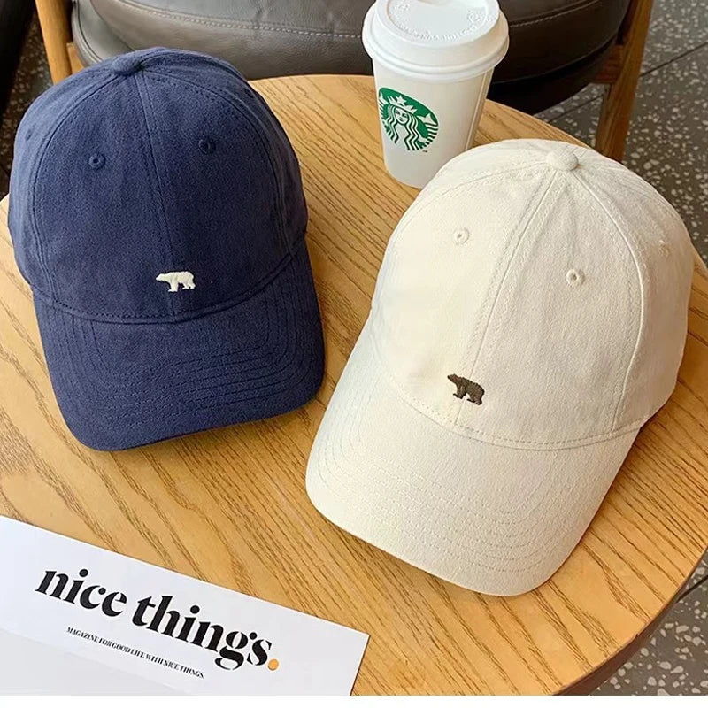 Summer Versatile Polar Bear Embroidered Baseball Cap for Both Men and Women