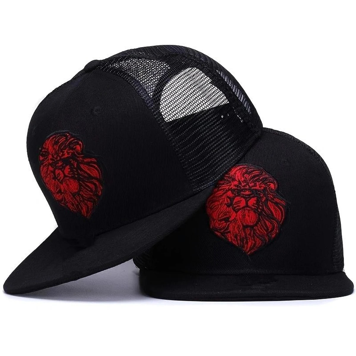 Unisex Lion Head Embroidery Hip-hop Net Hats Spring Summer