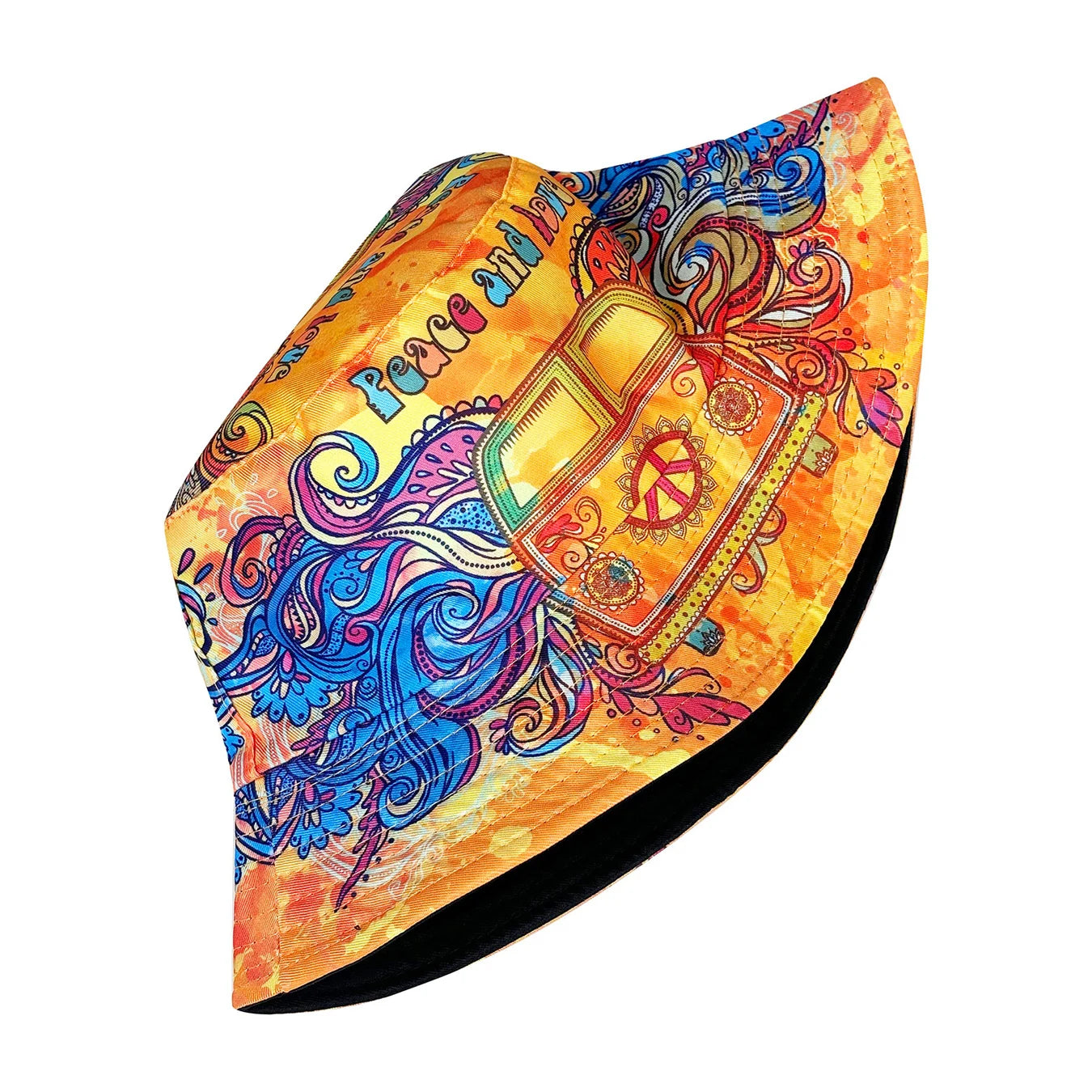 Peace and Love Colorful Fisherman Hat, Reversible Sun Hat, Foldable Fashionable Bucket Hat, Colorful and Cool Fashion, All-Season Bucket Hat