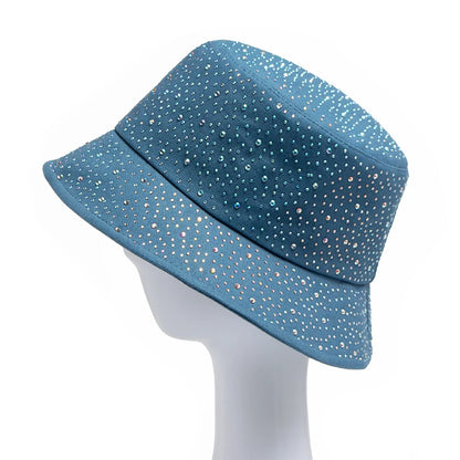 Summer Women Bucket Hat Fashion Colorful Rhinestones Cap