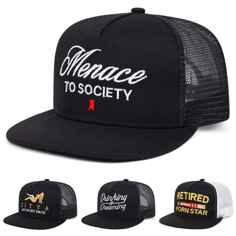 2026 New Flat Edge Hat Creative Letter Embroidered Baseball Hat
