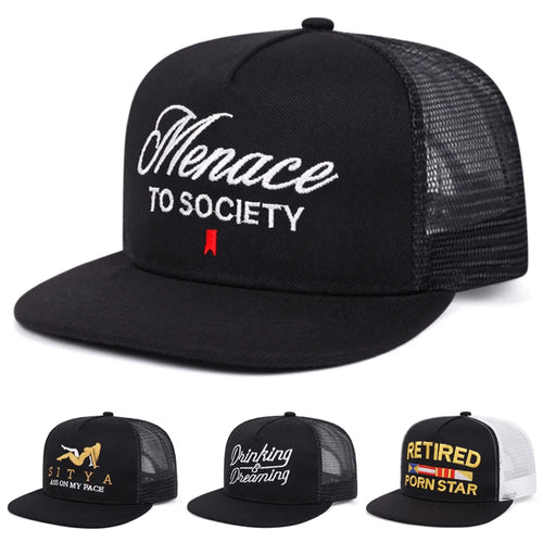 2026 New Flat Edge Hat Creative Letter Embroidered Baseball Hat