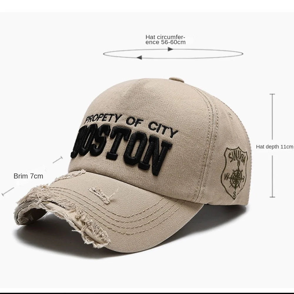 Trendy Worn Cowboy Baseball Cap Embroidery Trucker Cap Outdoor