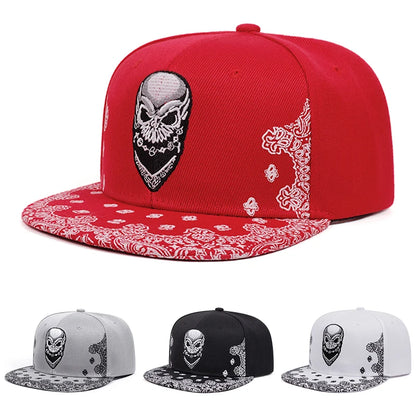 Fashion Snapback Hat Paisley Skeleton Embroidery HipHop Hat
