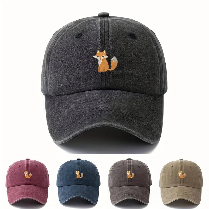 Cute Fox Pattern Printed Baseball Cap for Daily Casual Fashion Suitable for Men and Women