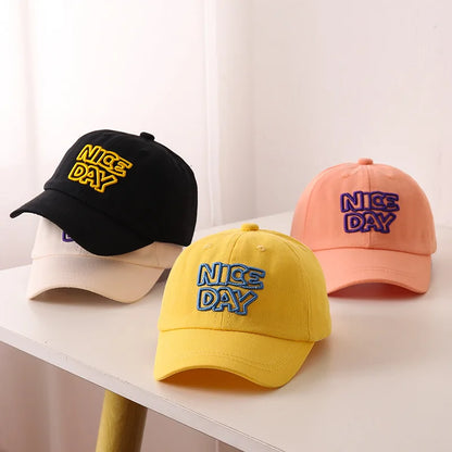 Solid Color Children Baseball Cap Letter Embroidery Baby Boy Girl Sun Hat Causal Outdoor Kids Adjustable Caps