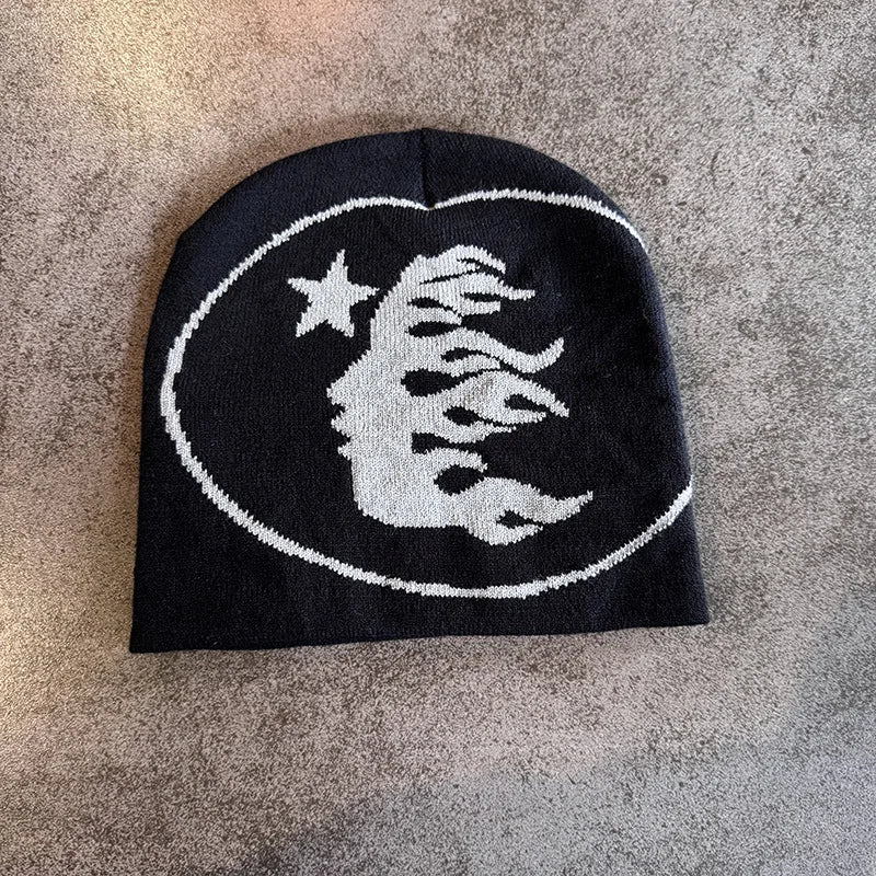 Face Pattern Knitted Beanie Casual Skull Cap Warm Sports Hat For Cycling Skiing