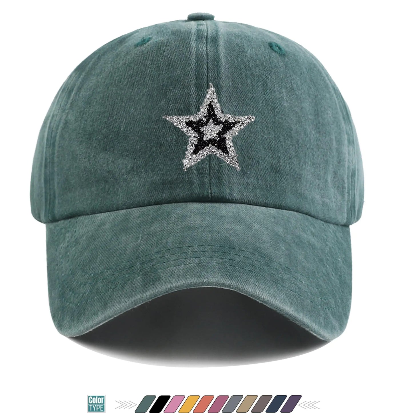 Sparkling Rhinestone Star Trucker Hat - Unisex Baseball Cap