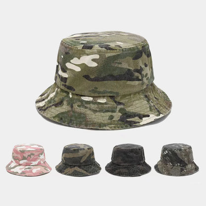 Washed Cotton Camouflage Bucket Hat
