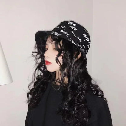 Men Women Japanese Graffiti Letter Outdoor Sun Caps