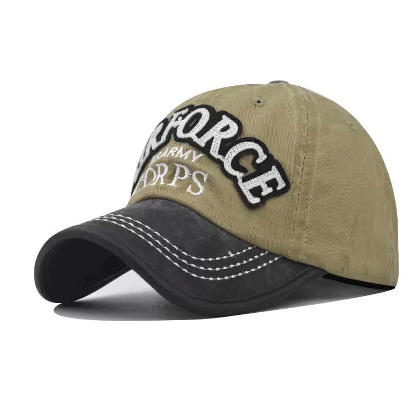 Unisex Cap U.S.ARMY Embroidery Vintage Leather Edging Baseball Cap Men Women