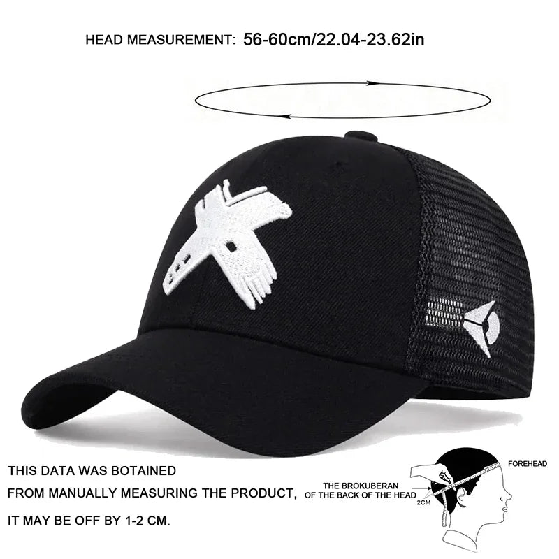 Unisex X Letter Embroidery Baseball Net Caps